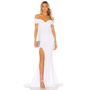 Nookie Neptune Gown Size XS White High Slit Wedding Bridal Mermaid Train
